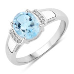 2.04 ct. tw. Blue Topaz and Created White Sapphire Cocktail Ring in .925 Sterling Silver
