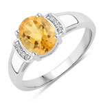 1.74 ct. tw. Citrine and Created White Sapphire Cocktail Ring in .925 Sterling Silver