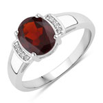 2.04 ct. tw. Garnet and Created White Sapphire Cocktail Ring in .925 Sterling Silver