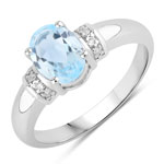1.64 ct. tw. Blue Topaz and Created White Sapphire Cocktail Ring in .925 Sterling Silver