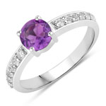 1.15 ct. tw. Amethyst and Created White Sapphire Bridge Ring in .925 Sterling Silver
