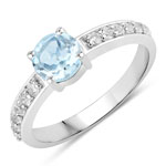 1.47 ct. tw. Blue Topaz and Created White Sapphire Bridge Ring in .925 Sterling Silver