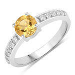 1.19 ct. tw. Citrine and Created White Sapphire Bridge Ring in .925 Sterling Silver