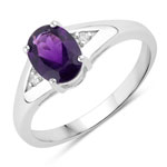 1.09 ct. tw. Amethyst and Created White Sapphire Promise Ring in .925 Sterling Silver