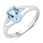 1.64 ct. tw. Blue Topaz and Created White Sapphire Promise Ring in .925 Sterling Silver