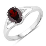 1.29 ct. tw. Garnet and Created White Sapphire Promise Ring in .925 Sterling Silver