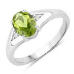 1.14 ct. tw. Peridot and Created White Sapphire Promise Ring in .925 Sterling Silver