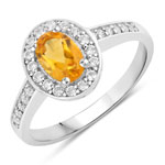1.19 ct. tw. Citrine and Created White Sapphire Halo Ring in .925 Sterling Silver