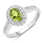 1.22 ct. tw. Peridot and Created White Sapphire Halo Ring in .925 Sterling Silver