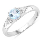 0.73 ct. tw. Blue Topaz and Created White Sapphire Cocktail Ring in .925 Sterling Silver