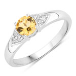 0.58 ct. tw. Citrine and Created White Sapphire Cocktail Ring in .925 Sterling Silver