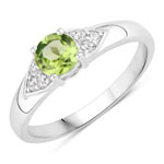 0.64 ct. tw. Peridot and Created White Sapphire Cocktail Ring in .925 Sterling Silver
