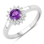 0.64 ct. tw. Amethyst and Created White Sapphire Halo Ring in .925 Sterling Silver