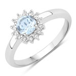 0.81 ct. tw. Blue Topaz and Created White Sapphire Halo Ring in .925 Sterling Silver