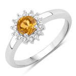 0.66 ct. tw. Citrine and Created White Sapphire Halo Ring in .925 Sterling Silver