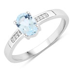 0.98 ct. tw. Blue Topaz and Created White Sapphire Bridge Ring in .925 Sterling Silver
