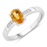 0.83 ct. tw. Citrine and Created White Sapphire Bridge Ring in .925 Sterling Silver