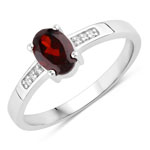0.88 ct. tw. Garnet and Created White Sapphire Bridge Ring in .925 Sterling Silver