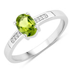 0.86 ct. tw. Peridot and Created White Sapphire Bridge Ring in .925 Sterling Silver