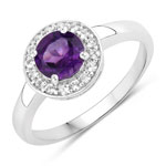 0.97 ct. tw. Amethyst and Created White Sapphire Halo Ring in .925 Sterling Silver
