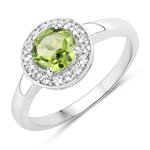 1.04 ct. tw. Peridot and Created White Sapphire Halo Ring in .925 Sterling Silver