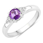 0.56 ct. tw. Amethyst and Created White Sapphire Cocktail Ring in .925 Sterling Silver