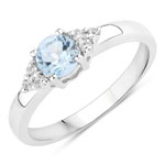 0.73 ct. tw. Blue Topaz and Created White Sapphire Cocktail Ring in .925 Sterling Silver