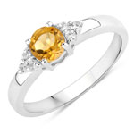 0.58 ct. tw. Citrine and Created White Sapphire Cocktail Ring in .925 Sterling Silver
