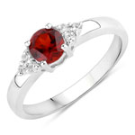 0.73 ct. tw. Garnet and Created White Sapphire Cocktail Ring in .925 Sterling Silver