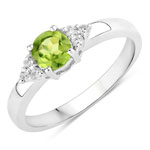 0.64 ct. tw. Peridot and Created White Sapphire Cocktail Ring in .925 Sterling Silver