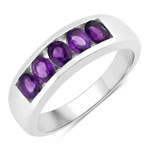 0.80 ct. tw. Amethyst 5 Stone Ring in .925 Sterling Silver