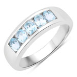 0.95 ct. tw. Blue Topaz 5 Stone Ring in .925 Sterling Silver