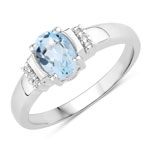 1.00 ct. tw. Blue Topaz and Created White Sapphire Cocktail Ring in .925 Sterling Silver