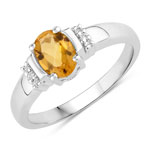 0.85 ct. tw. Citrine and Created White Sapphire Cocktail Ring in .925 Sterling Silver