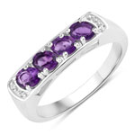 0.66 ct. tw. Amethyst and Created White Sapphire Band Ring in .925 Sterling Silver
