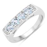 0.78 ct. tw. Blue Topaz and Created White Sapphire Band Ring in .925 Sterling Silver