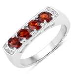0.82 ct. tw. Garnet and Created White Sapphire Band Ring in .925 Sterling Silver