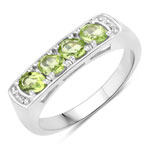 0.70 ct. tw. Peridot and Created White Sapphire Band Ring in .925 Sterling Silver