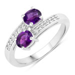 0.80 ct. tw. Amethyst and Created White Sapphire Bypass Ring in .925 Sterling Silver