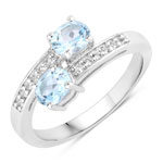 0.84 ct. tw. Blue Topaz and Created White Sapphire Bypass Ring in .925 Sterling Silver