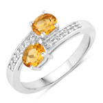 0.78 ct. tw. Citrine and Created White Sapphire Bypass Ring in .925 Sterling Silver