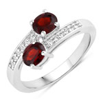 1.02 ct. tw. Garnet and Created White Sapphire Bypass Ring in .925 Sterling Silver