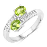 0.82 ct. tw. Peridot and Created White Sapphire Bypass Ring in .925 Sterling Silver