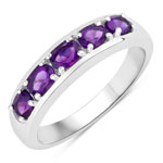 0.80 ct. tw. Amethyst 5 Stone Ring in .925 Sterling Silver