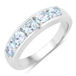 0.95 ct. tw. Blue Topaz 5 Stone Ring in .925 Sterling Silver