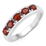 1.00 ct. tw. Garnet 5 Stone Ring in .925 Sterling Silver