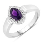 0.86 ct. tw. Amethyst and Created White Sapphire Halo Ring in .925 Sterling Silver