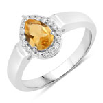 0.74 ct. tw. Citrine and Created White Sapphire Halo Ring in .925 Sterling Silver