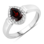 0.97 ct. tw. Garnet and Created White Sapphire Halo Ring in .925 Sterling Silver