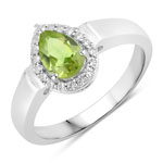 0.93 ct. tw. Peridot and Created White Sapphire Halo Ring in .925 Sterling Silver